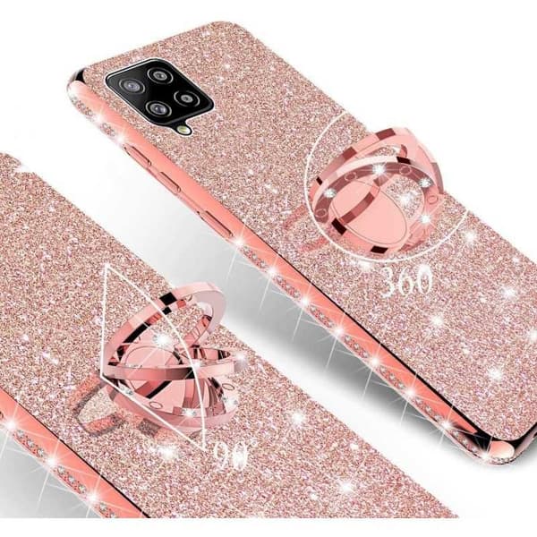 Samsung A12 5G Stötdämpande Skal med Ringhållare Strass