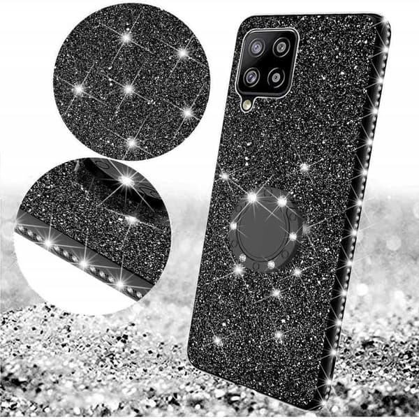 Samsung A12 5G Stötdämpande Skal med Ringhållare Strass