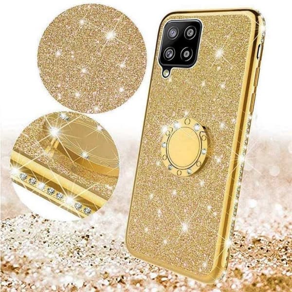 Samsung A12 5G Stötdämpande Skal med Ringhållare Strass