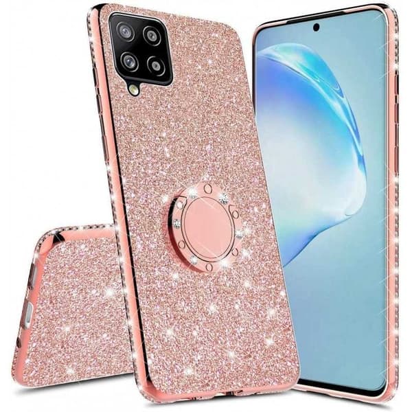 Samsung A12 5G Stötdämpande Skal med Ringhållare Strass