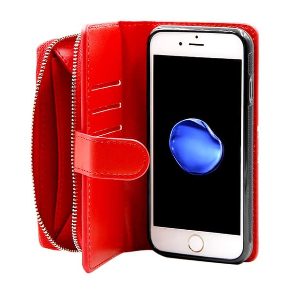 iPhone 6/6S Plånboksfodral Handväska med Avtagbart Skal - Röd