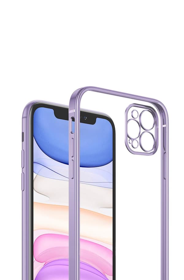 iPhone 12 Pro Mobilskal med Kameraskydd - Lila/transparent