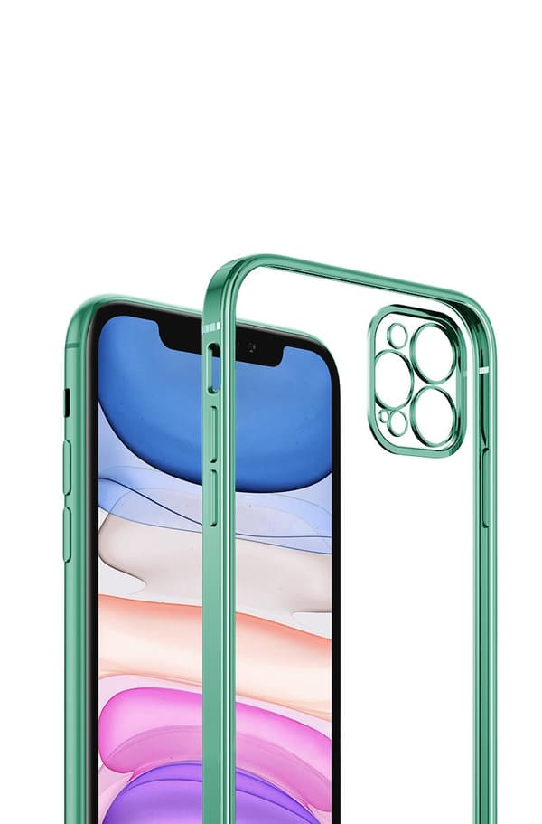 iPhone 12 Pro Max Mobilskal med Kameraskydd - Grön/transparent
