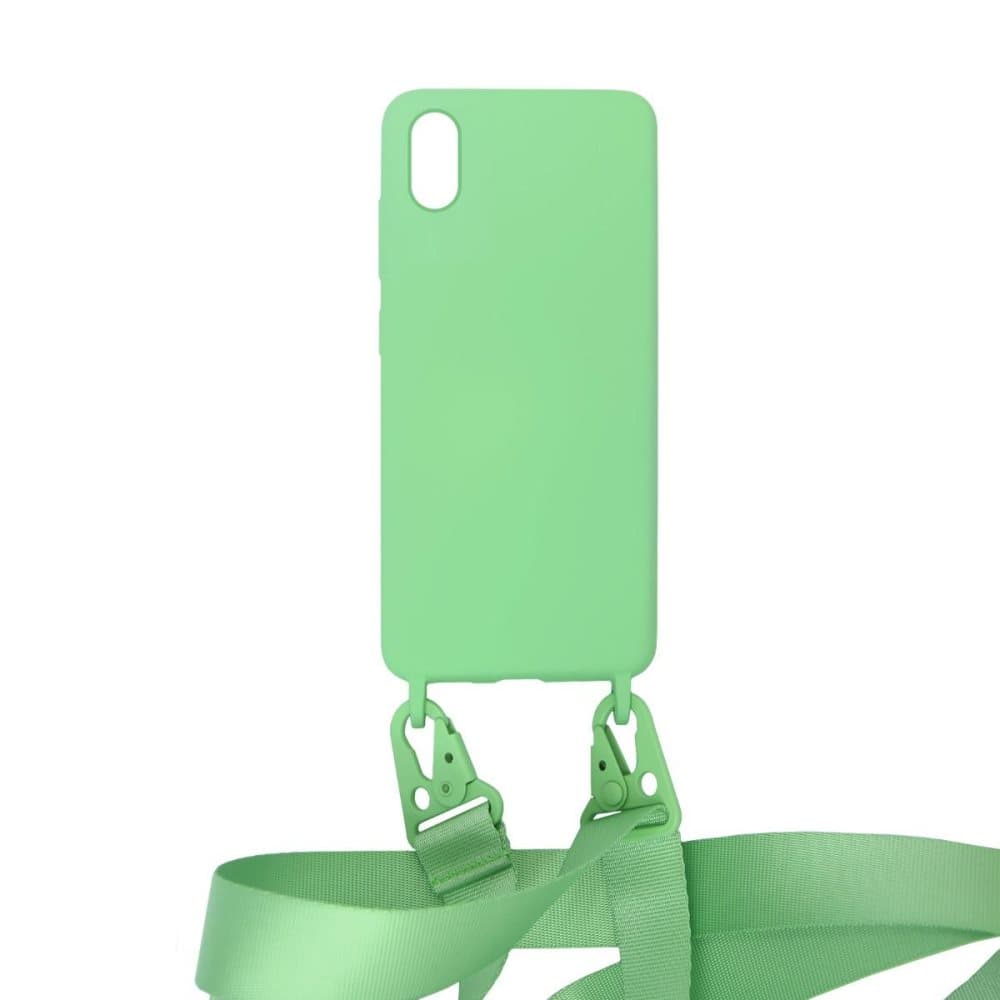 iPhone X/XS Silikonskal med Rem/Halsband - Grön