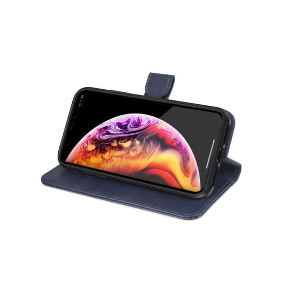 iPhone XS Max Plånboksfodral Läder med Stativ - Blå