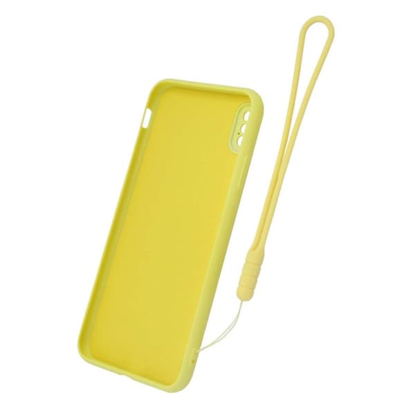 iPhone XS Max Silikonskal med Ringhållare och Handrem - Gul