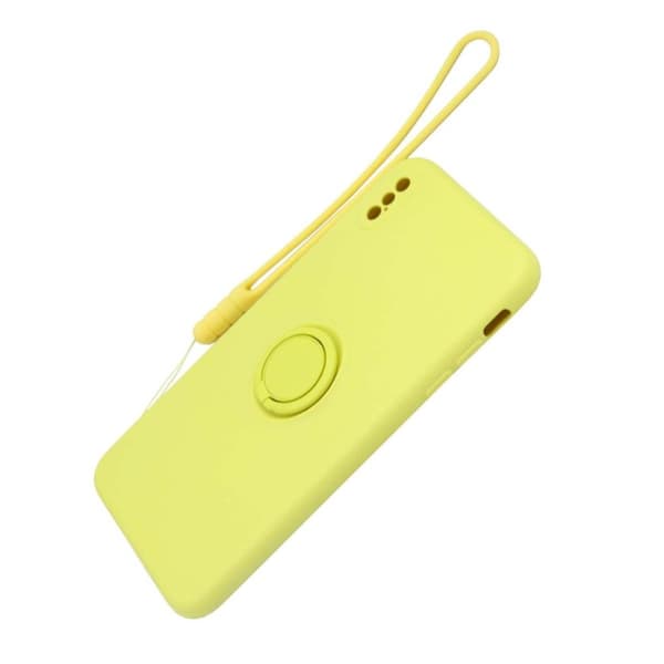 iPhone XS Max Silikonskal med Ringhållare och Handrem - Gul