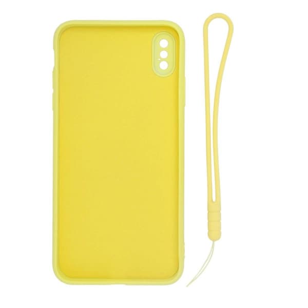 iPhone XS Max Silikonskal med Ringhållare och Handrem - Gul