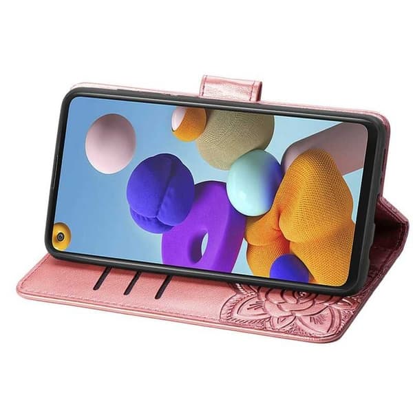 Samsung A21s tegnebog etui PU læder 4-LOMMES Motiv Sommerfugl