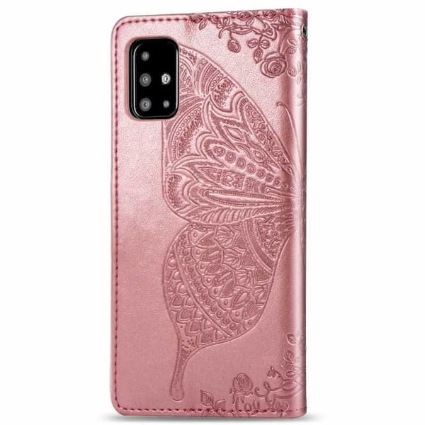 Samsung A51 4G Plånboksfodral PU-Läder 4-FACK Motiv Fjäril