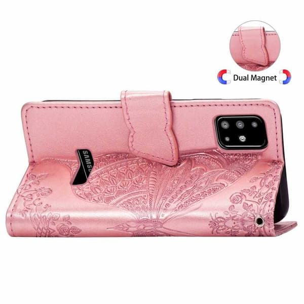 Samsung A51 4G Plånboksfodral PU-Läder 4-FACK Motiv Fjäril