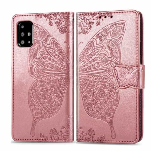 Samsung A51 4G Plånboksfodral PU-Läder 4-FACK Motiv Fjäril