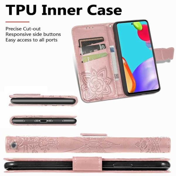 Samsung A72 4G / 5G pung etui PU læder 4-LOMMES Motiv Sommerfugl