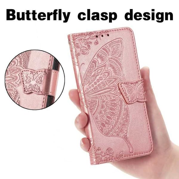 Samsung A72 4G / 5G pung etui PU læder 4-LOMMES Motiv Sommerfugl