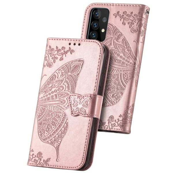 Samsung A72 4G / 5G pung etui PU læder 4-LOMMES Motiv Sommerfugl