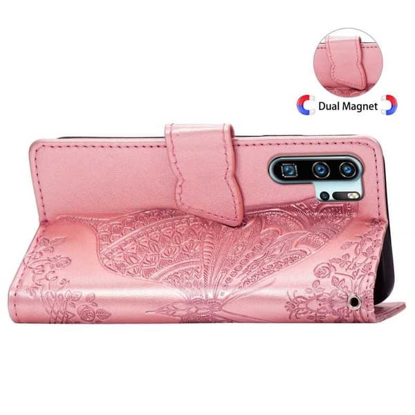 Huawei P30 Pro Plånboksfodral PU-Läder 4-FACK Motiv Fjäril