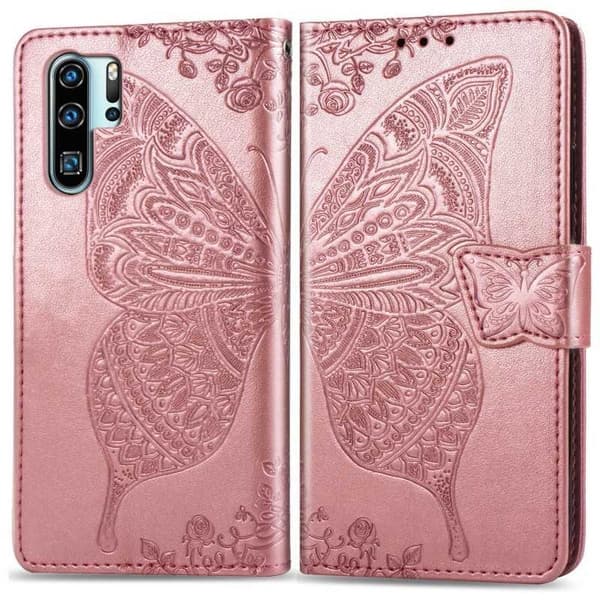 Huawei P30 Pro Plånboksfodral PU-Läder 4-FACK Motiv Fjäril