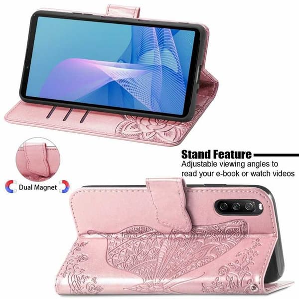 Xperia 10 III Plånboksfodral PU-Läder 4-FACK Motiv Fjäril