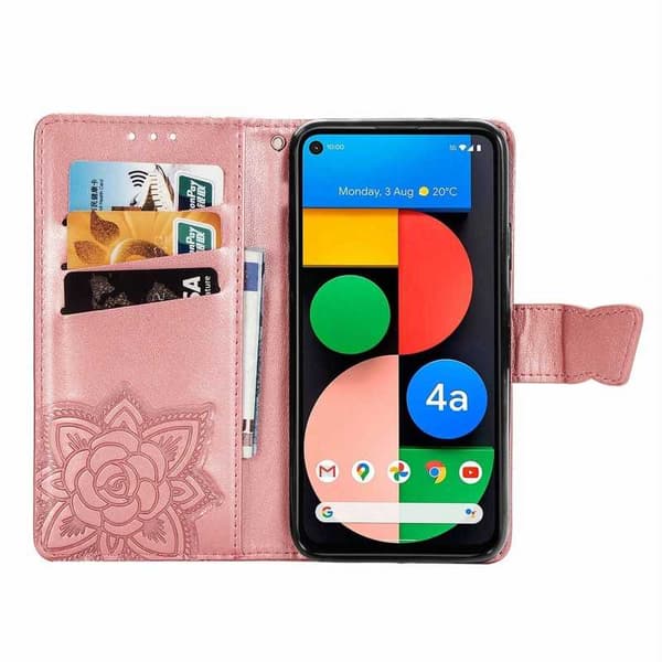 Google Pixel 5 Wallet Case PU-læder 4-BAG Motiv Butterfly