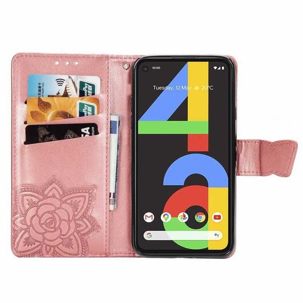 Google Pixel 4a 4G Wallet Case PU Læder 4-BAG Motiv Butterfly