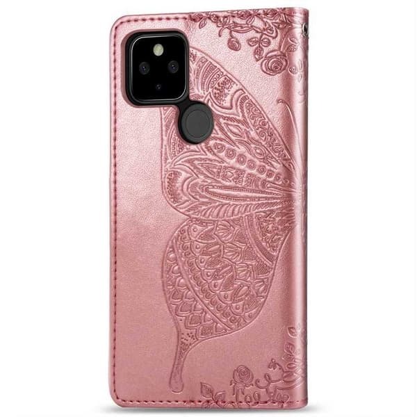 Google Pixel 4a 5G Wallet Case PU Læder 4-BAG Motiv Butterfly