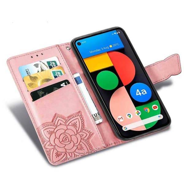 Google Pixel 4a 5G Wallet Case PU Læder 4-BAG Motiv Butterfly
