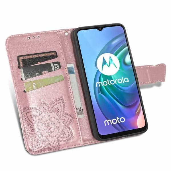 Motorola G10 & G30 Plånboksfodral PU-Läder 4-FACK Motiv Fjäril