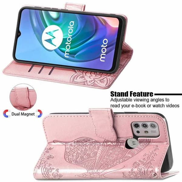 Motorola G10 & G30 Plånboksfodral PU-Läder 4-FACK Motiv Fjäril