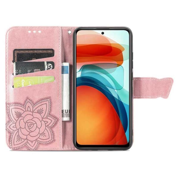 Xiaomi Redmi Note 10 Pro Plånboksfodral PU-Läder 4-FACK Motiv Fjäril