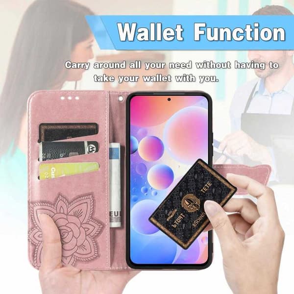 Xiaomi Mi 11i tegnebog etui PU læder 4-LOMMES motiv sommerfugl