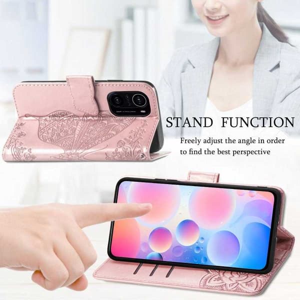 Xiaomi Mi 11i tegnebog etui PU læder 4-LOMMES motiv sommerfugl