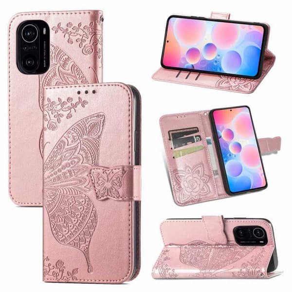 Xiaomi Mi 11i tegnebog etui PU læder 4-LOMMES motiv sommerfugl