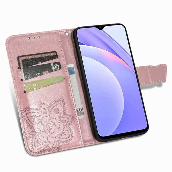 Xiaomi Redmi Note 9 tegnebog etui PU læder 4-LOMMES motiv sommerfugl