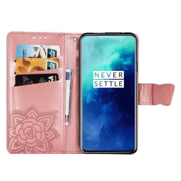 OnePlus 7 Pro / 7T Pro -lompakkokotelo PU-nahkainen 4-laukkuinen perhonen