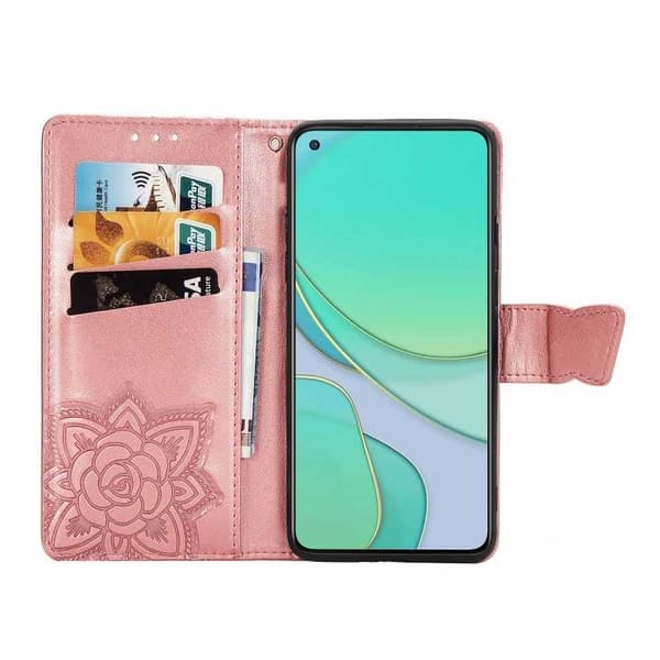 OnePlus 8T Pung-etui PU-læder 4-LOMMES Motiv Butterfly