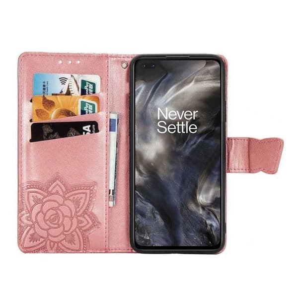 OnePlus Nord Plånboksfodral PU-Läder 4-FACK Motiv Fjäril