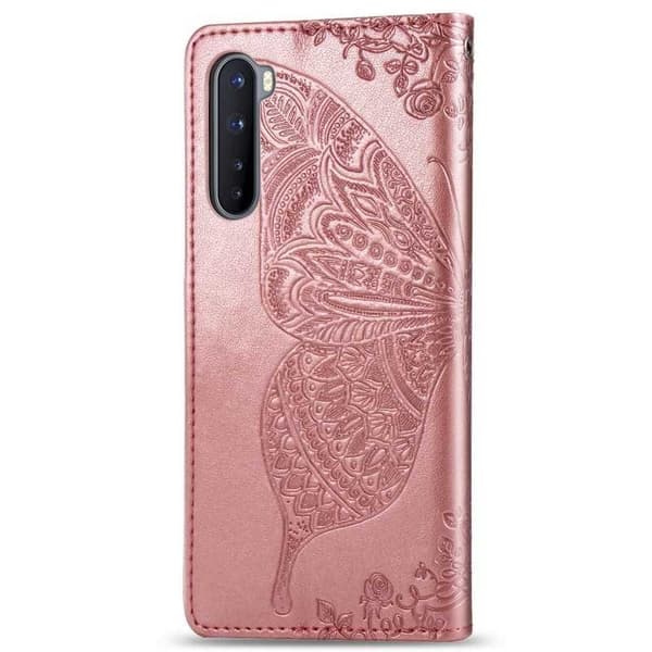 OnePlus Nord Plånboksfodral PU-Läder 4-FACK Motiv Fjäril