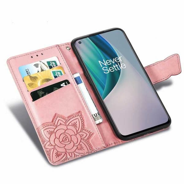 OnePlus Nord N10 pung etui PU læder 4-LOMMES motiv sommerfugl