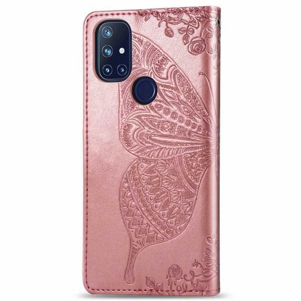 OnePlus Nord N10 pung etui PU læder 4-LOMMES motiv sommerfugl