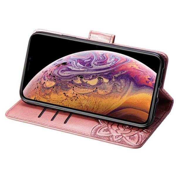 iPhone X / XS Plånboksfodral PU-Läder 4-FACK Motiv Fjäril