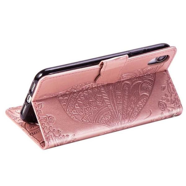 iPhone X / XS Plånboksfodral PU-Läder 4-FACK Motiv Fjäril