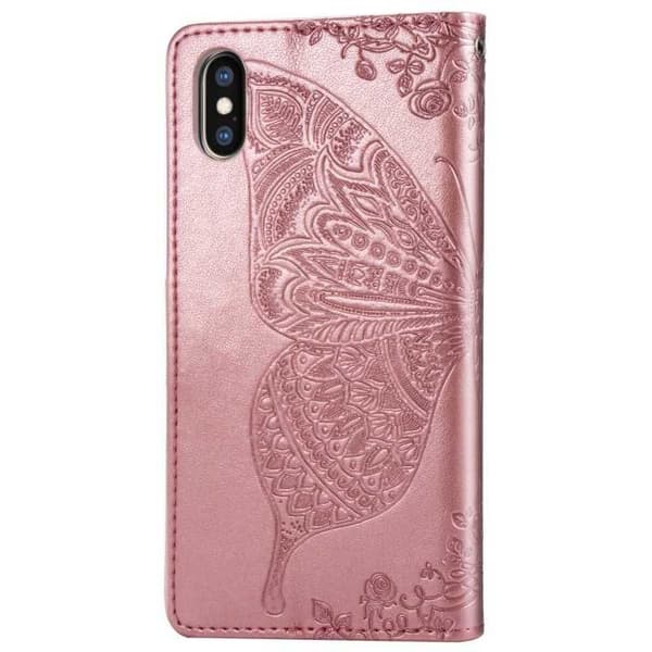 iPhone X / XS Plånboksfodral PU-Läder 4-FACK Motiv Fjäril