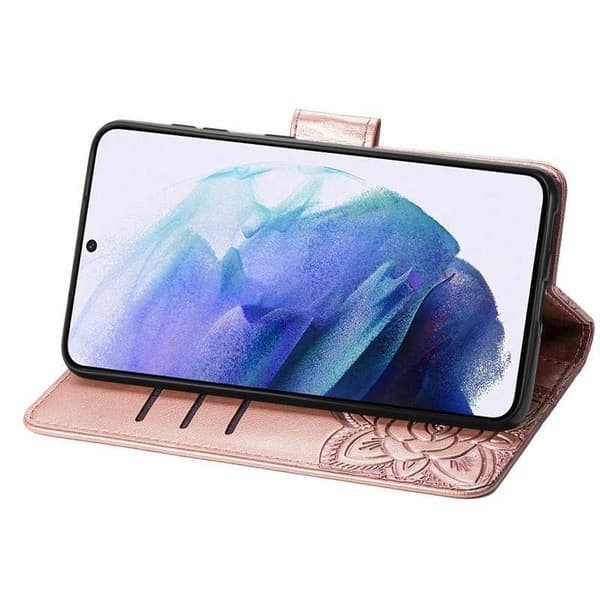 Samsung S21 Pung Etui PU Læder 4-LOMMES Motiv Sommerfugl