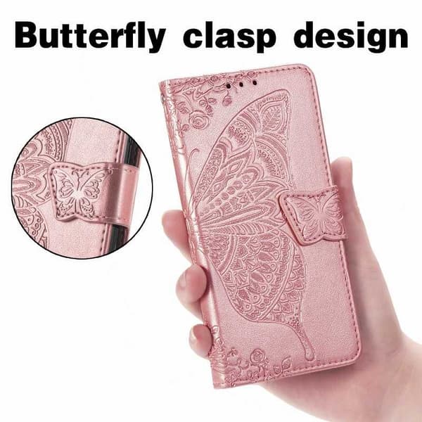 Samsung S21 Pung Etui PU Læder 4-LOMMES Motiv Sommerfugl