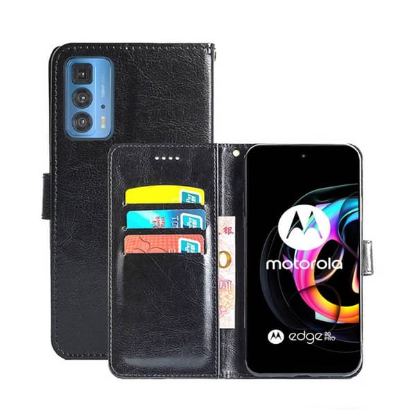 Lommebokdeksel 3-kort Motorola Edge 20 Pro : Farge - Svart
