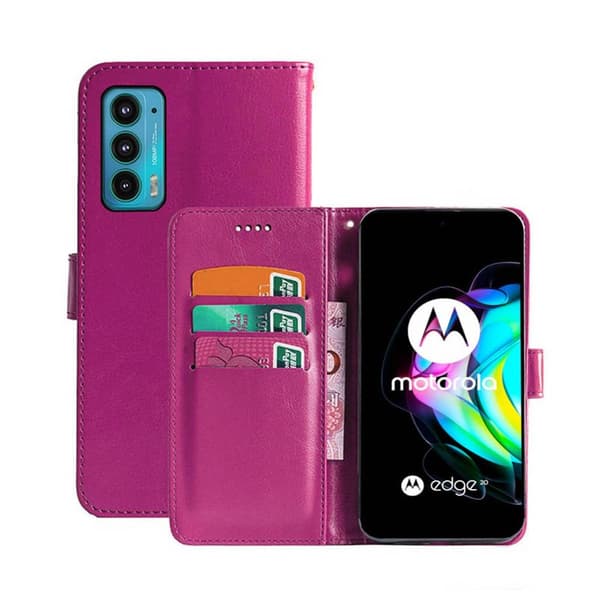 Lompakkokotelo 3-kortti Motorola Edge 20 : väri - pinkki