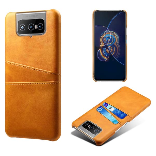 Asus Zenfone 8 Flip Kuori Kaksi Korttitaskua Oranssi