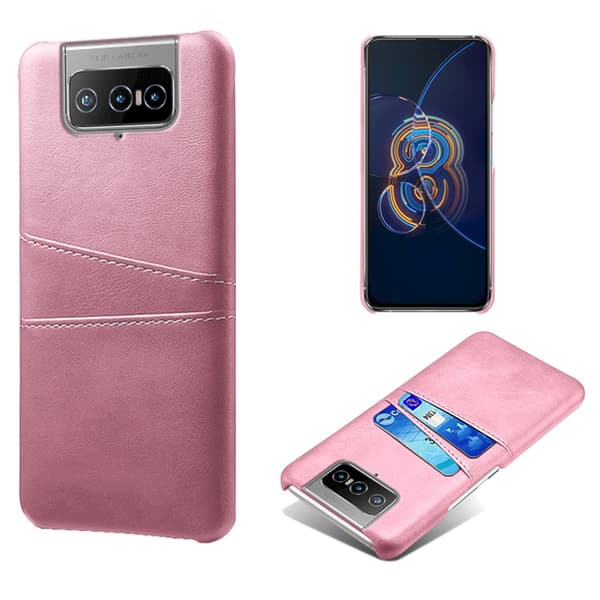 Asus Zenfone 8 Flip Kuori Kaksi Korttitaskua Vaaleanpunainen