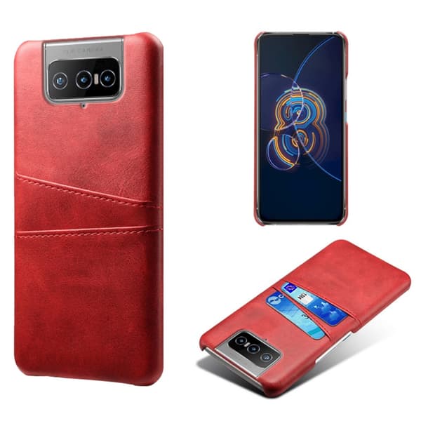 Asus Zenfone 8 Flip Cover Kortholder til to kort Rød