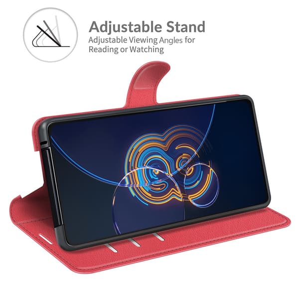 Asus Zenfone 8 Flip Kotelo Litchi Punainen